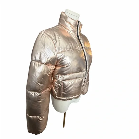 Lovers and Friends Metallic Puffer Jacket Sz XXS - Picture 7 of 14